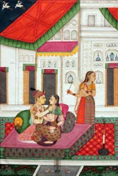 Liebende auf der Veranda; Hyderabad, Indien